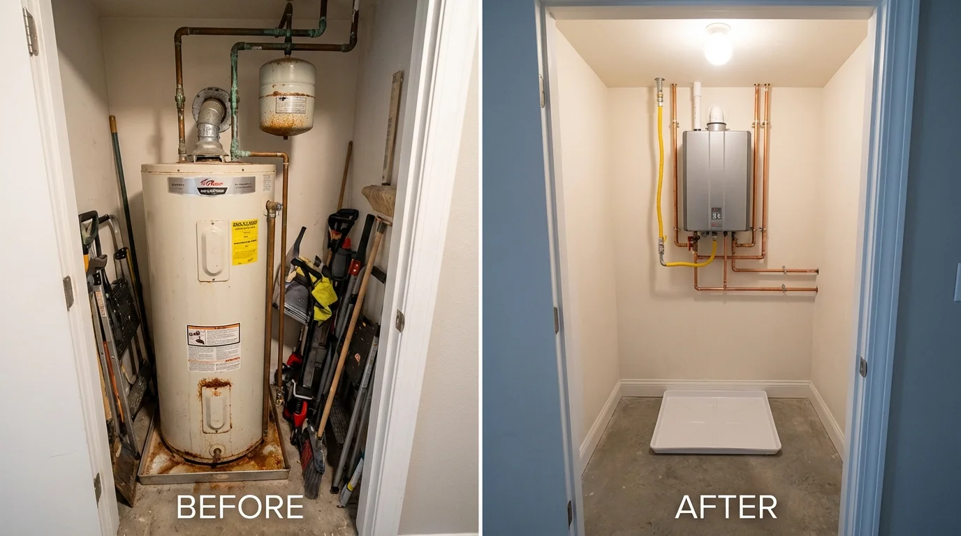 Tank water heater versus wall-mounted tankless unit comparison for Liberty Center, OH homeowners