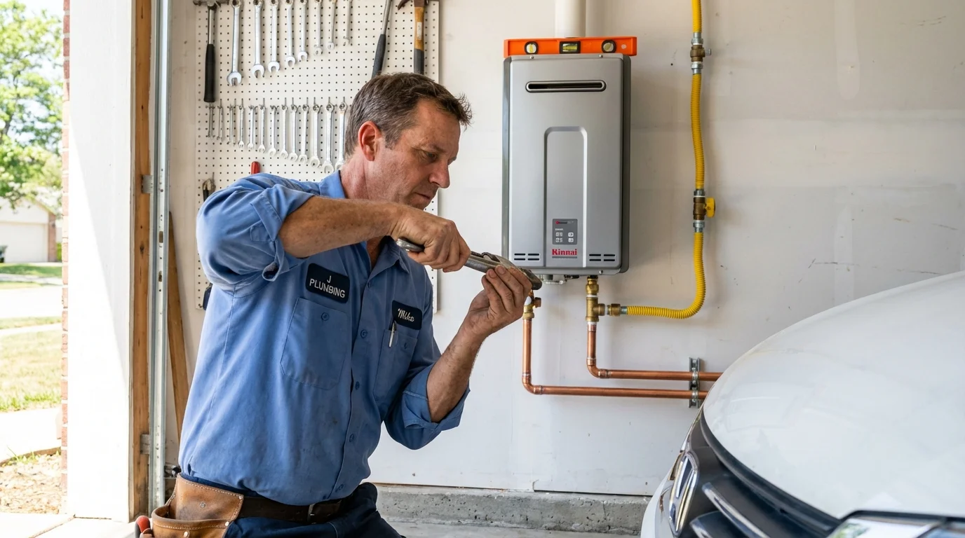 Tankless water heater installation by a Johns Plumbing LLC plumber in Liberty Center